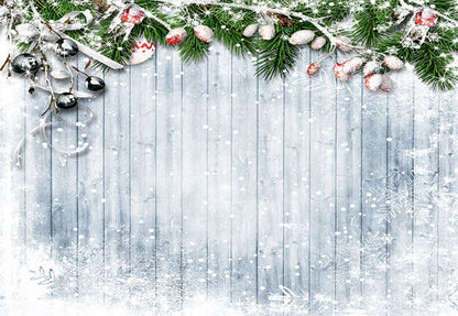 Toile de fond de flocon de neige mur en bois arbre fruitier photo fond fond de Noël