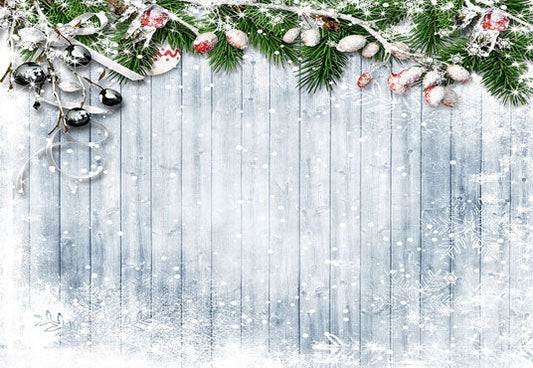 Toile de fond de flocon de neige mur en bois arbre fruitier photo fond fond de Noël