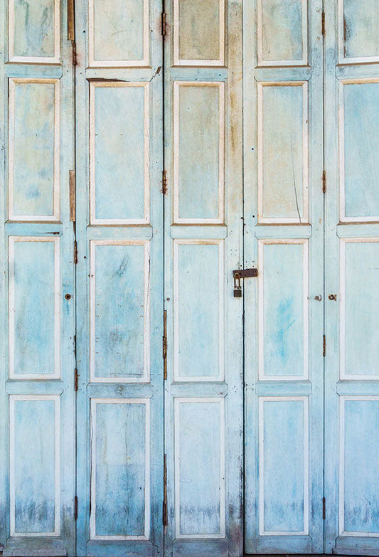 Toile de fond d'architecture de porte en bois bleu clair pour le studio