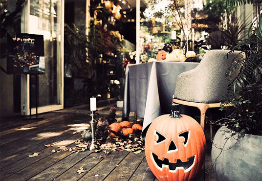 Toile de fond décors de feuilles d'automne citrouille Halloween photo