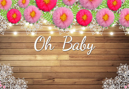 Toile de fond de pivoine fleur romantique bois texture bébé pour la photographie