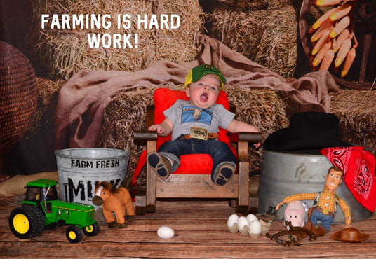 Toile de fond décors de photographie de grange de paille d'automne