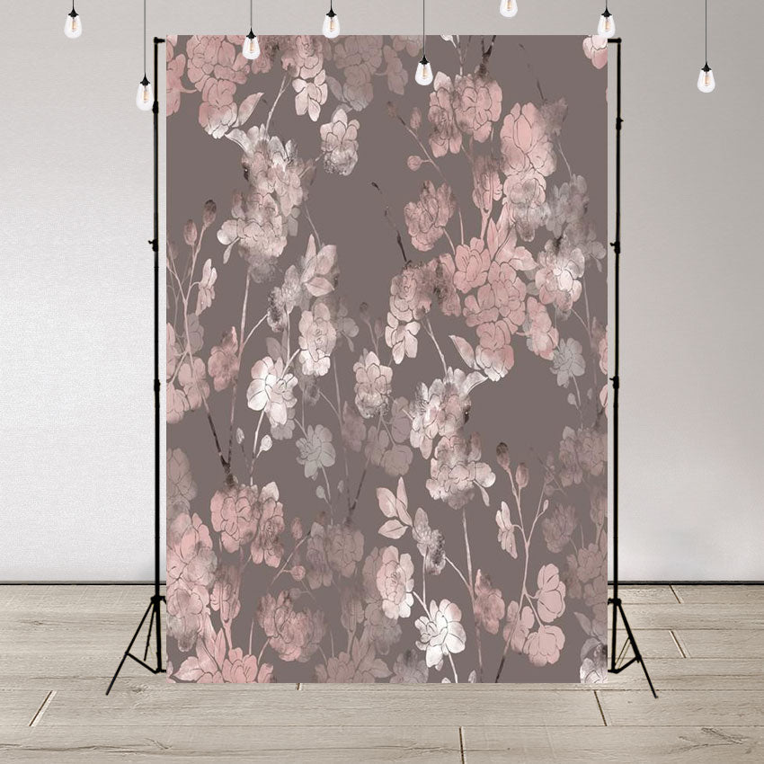 Toile de fond de fleurs roses décors abstraite gris