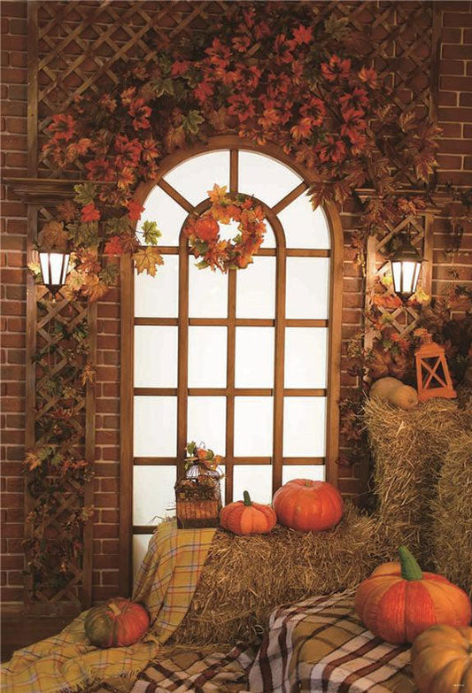 Toile de fond d'Halloween chute de foin décors de citrouille