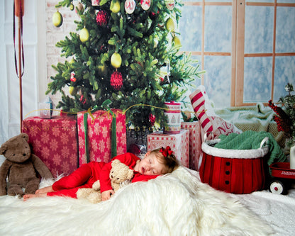 Toile de fond de fenêtre Noël photo studio