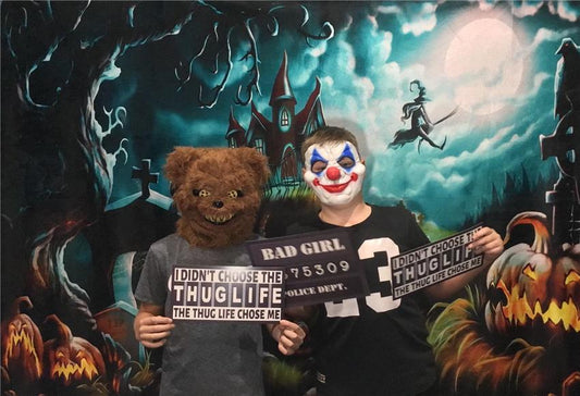 Toile de fond décors de photographie d'Halloween de sorcière drôle de nuit