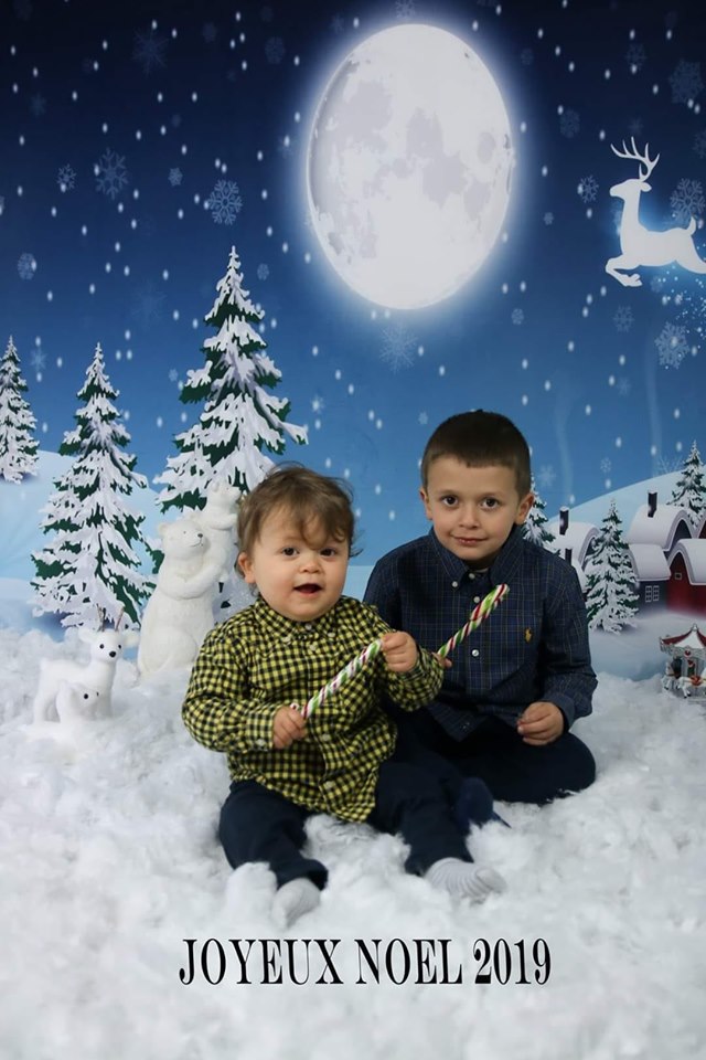 Toile de fond décors de Noël neige hiver grande lune