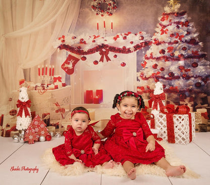 Toile de fond d'arbre de Noël blanc pour le studio photo