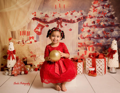 Toile de fond d'arbre de Noël blanc pour le studio photo