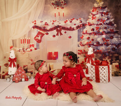Toile de fond d'arbre de Noël blanc pour le studio photo
