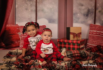 Toile de fond décors de photographie de Noël de fenêtre pour la photographie