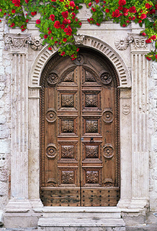 Toile de fond de pierre maison bois porte architecture fleur arbre photographie