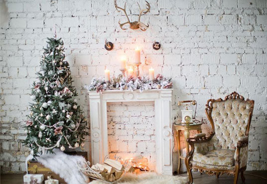 Toile de fond décors de photo de Noël de mur de briques