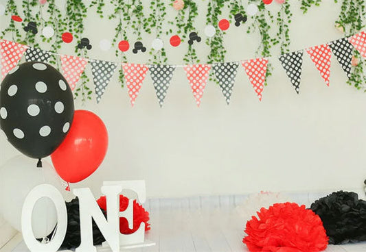 Toile de fond de 1er anniversaire polka drapeau pour le nouveau-née