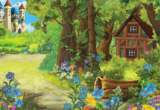 Toile de fond décors de beauté urbaine de dessin animé de paysage vert photographie