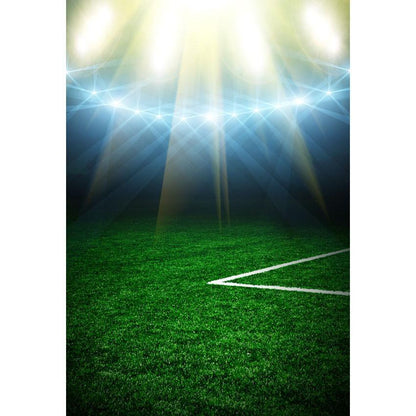Green Grassland Bright Lights Backdrop Football Field Photography Background