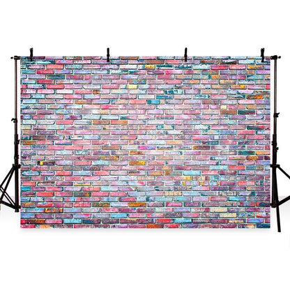 Toile de fond de mur de briques de graffitis colorés décoration de fête fond de photographie