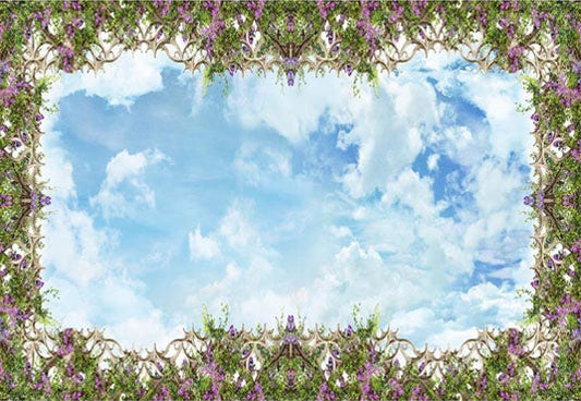 Toile de fond d'Herbe fleur décoration fond ciel bleu fête photographie fond