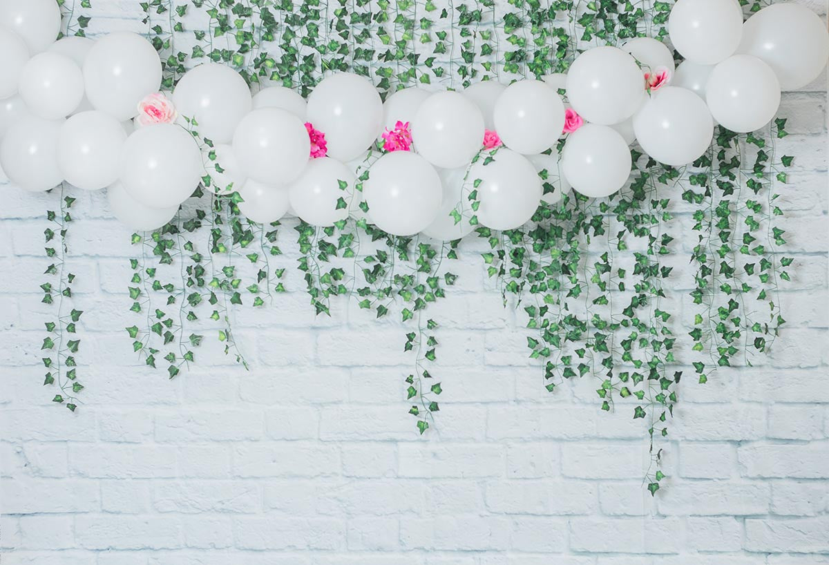 Toile de fond de mur de briques blanches ballon pour la photographie de bébé