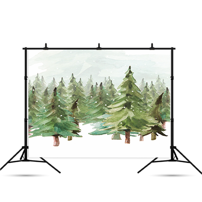 Toile de fond d'arbres vert de Noël d'hiver pour la photographie SBH0164
