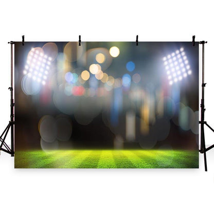 Toile de fond de photographie de terrain de football de stade de bokeh de sports