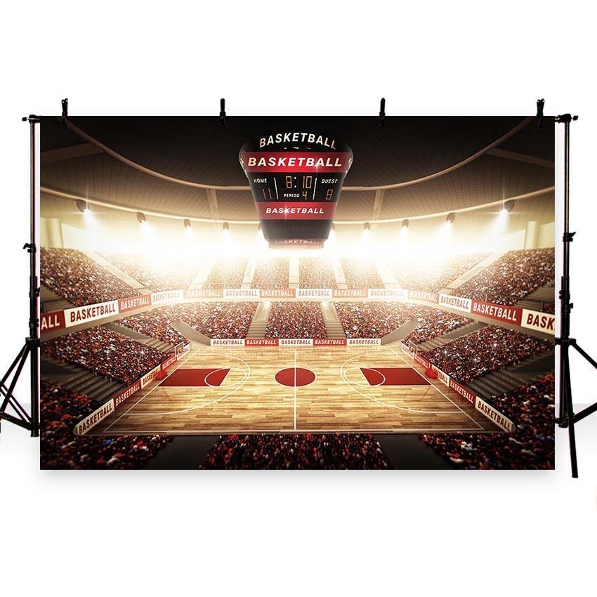 Toile de fond de lumières lumineuses de sport de terrain de basket-ball