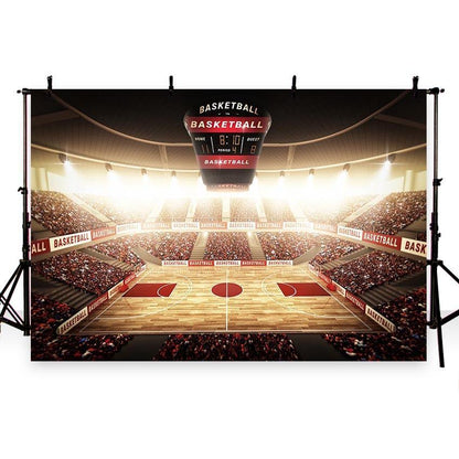 Toile de fond de lumières lumineuses de sport de terrain de basket-ball