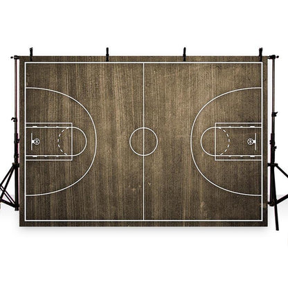 Toile de fond de plancher en bois motif de terrain de basket-ball fond de photographie