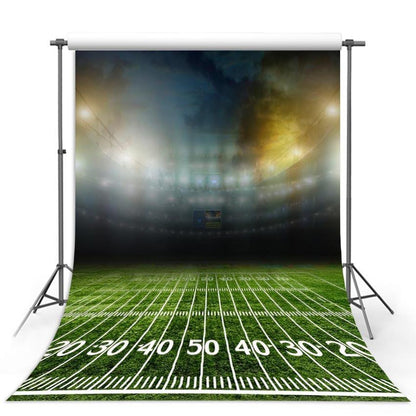 Toile de fond d'herbe verte fond de photographie de terrain de sport de nuit