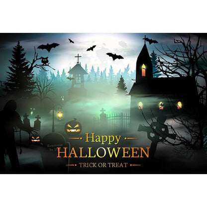 Toile de fond Joyeux Halloween fête d'horreur magique château citrouille photographie fond