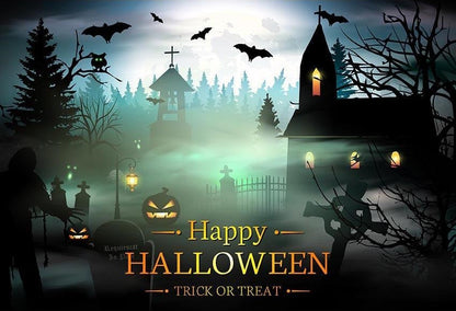 Toile de fond Joyeux Halloween fête d'horreur magique château citrouille photographie fond