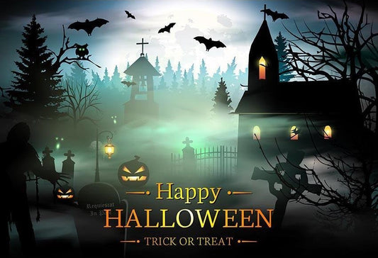 Toile de fond Joyeux Halloween fête d'horreur magique château citrouille photographie fond