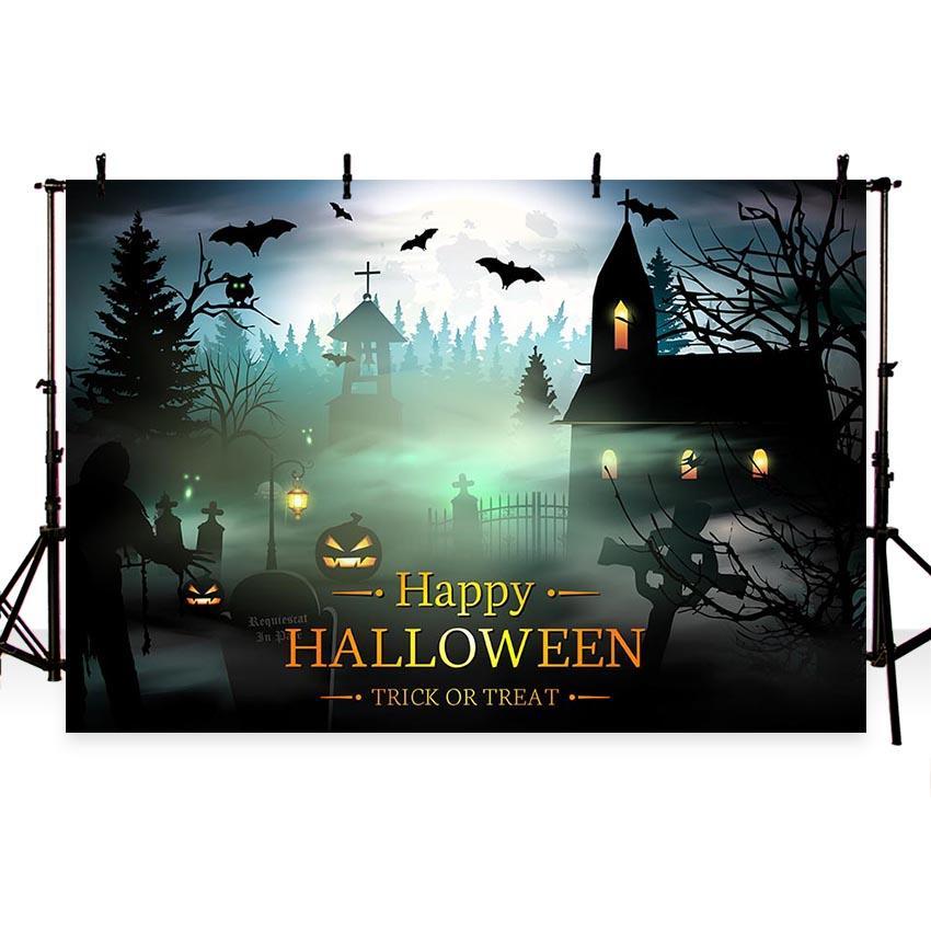 Toile de fond Joyeux Halloween fête d'horreur magique château citrouille photographie fond
