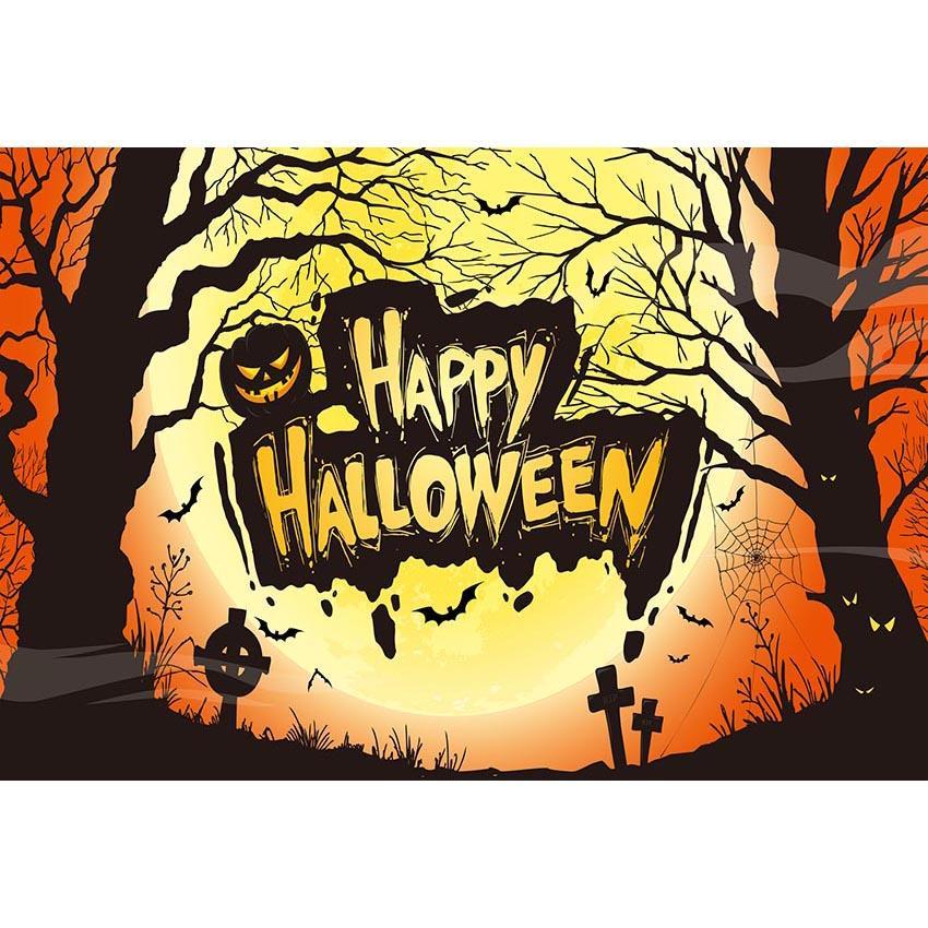 Toile de fond de cimetière de la terreur avec des citrouilles au clair de lune pour une photographie de fête d'Halloween heureuse