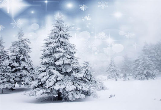 Toile de fond décors de photographie de flocon de neige d'hiver de pin
