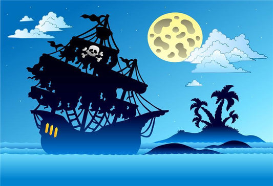 Toile de fond de dessin animé pirate anniversaire bébé spectacle photo pour la photographie