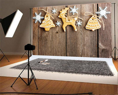 Toile de fond décors de photographie de Noël de mur en bois brun