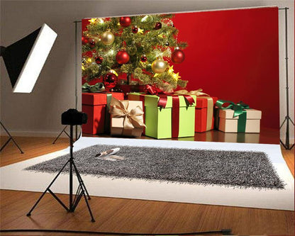 Toile de fond d'arbre de Noël lumineux bourgogne