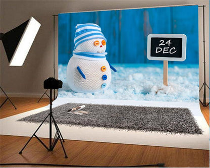 Toile de fond décors de photographie de bonhomme de neige de Noël