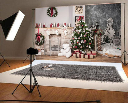 Toile de fond de photographie de Noël plancher de bois