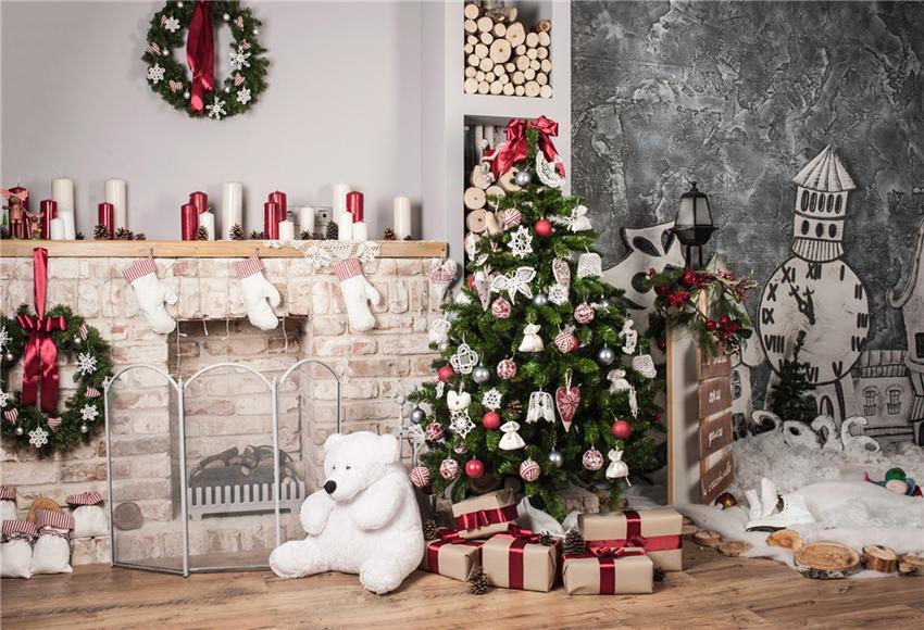 Toile de fond de photographie de Noël plancher de bois
