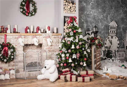 Toile de fond de photographie de Noël plancher de bois