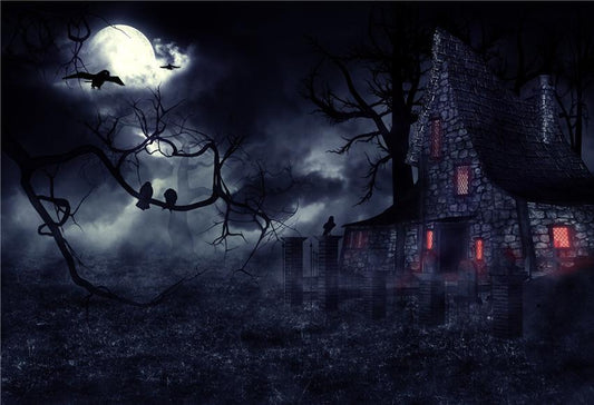Toile de fond de château de briques d'Halloween photographie de chauves-souris