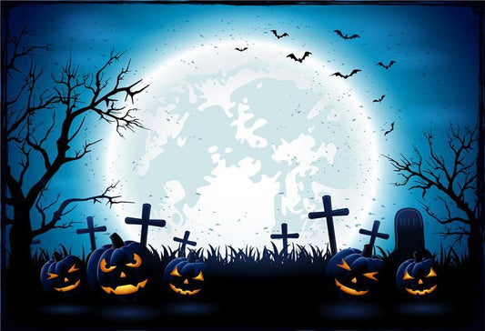 Toile de fond bleu de citrouille de lune lumineuse Halloween