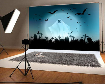 Toile de fond de photographie d'Halloween de chauves-souris fantômes