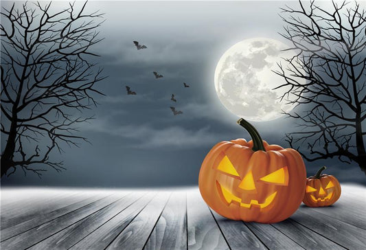 Toile de fond de branches Halloween plancher en bois et citrouille