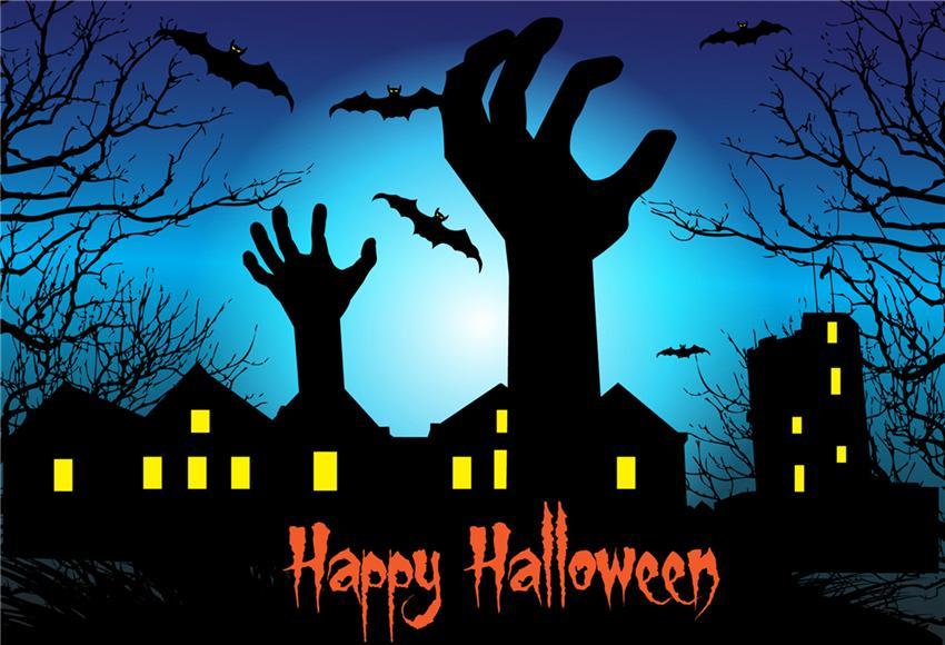 Toile de fond de joyeux Halloween photographie fond noir chauves-souris