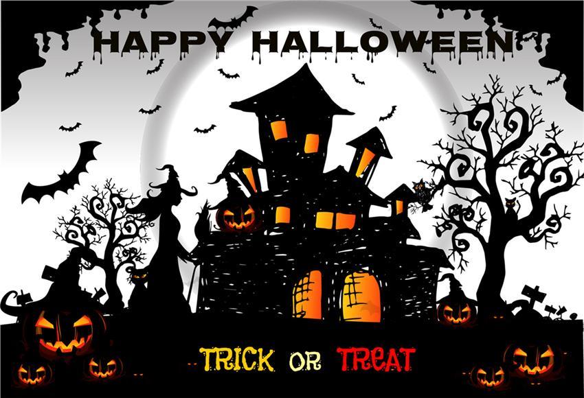 Toile de fond de joyeux Halloween fond de photographie de château noir