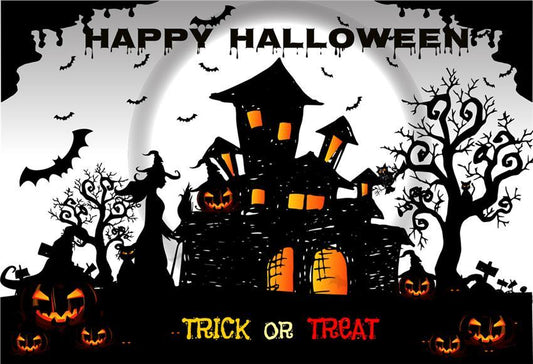 Toile de fond de joyeux Halloween fond de photographie de château noir