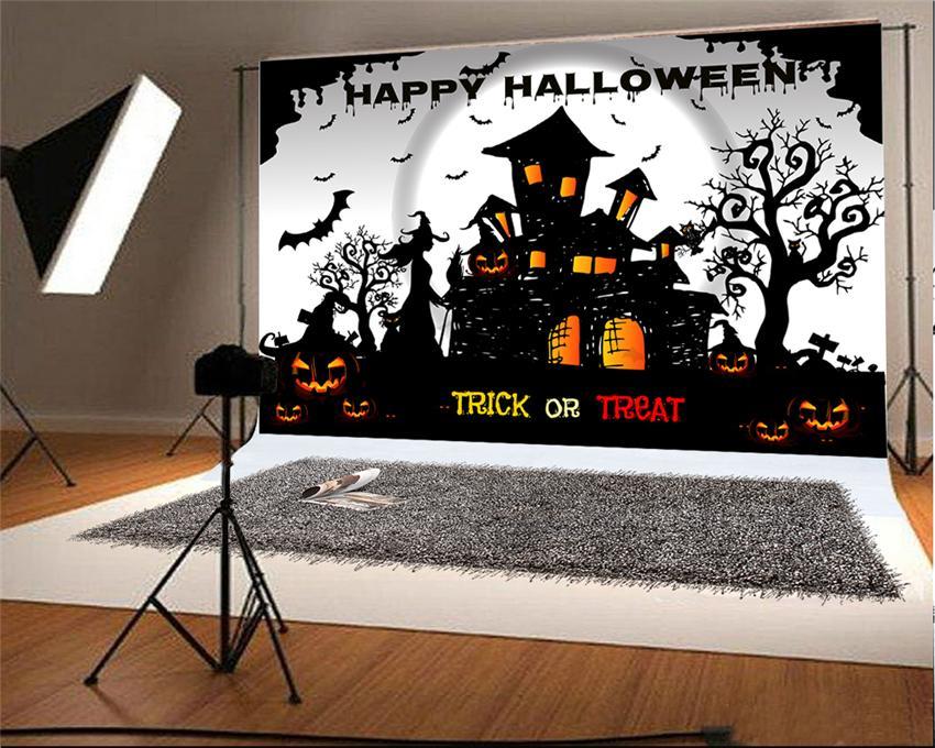Toile de fond de joyeux Halloween fond de photographie de château noir